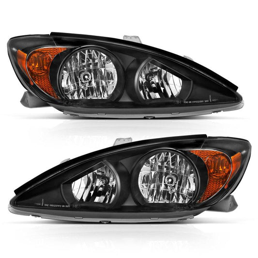 ANZO 2002-2004 Toyota Camry Headlights Black Amber 121538
