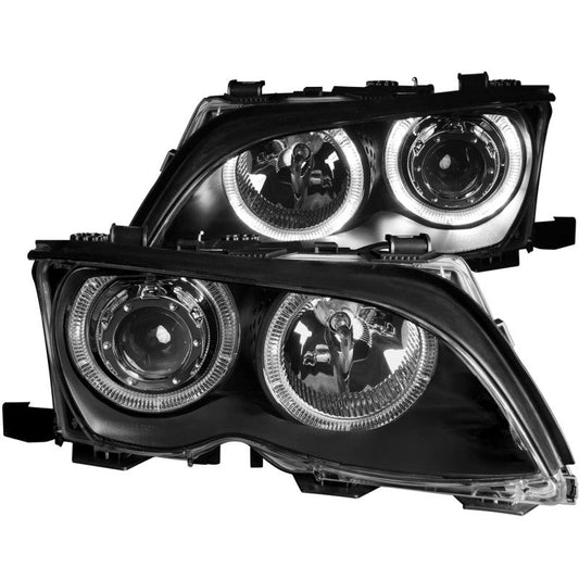 Anzo 2002-2005 BMW 3 Series E46 Projector Headlights w/ Halo Black
