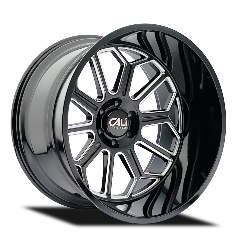 Cali Off-Road 9117 Auburn 24x14 / 8x180 BP / -76mm Offset / 124.1mm Hub Gloss Black Milled Wheel 9117-24478BM