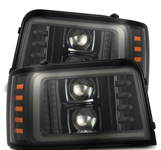 AlphaRex 92-96 Ford F-Series/Bronco PRO-Series Proj Headlights Alpha-Blk w/Seq. Sig & DRL 880265 *Discontinued