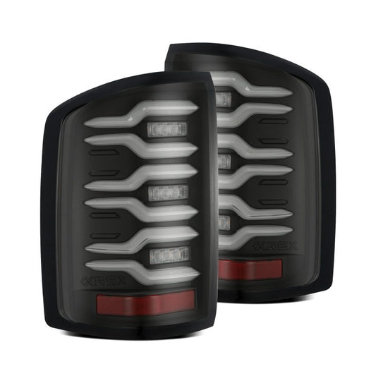 AlphaRex 14-18 GMC Sierra 1500/2500HD/3500HD LUXX-Series LED Tail Lights Blk w/Actv Light & Seq. Sig 630040 *Discontinued