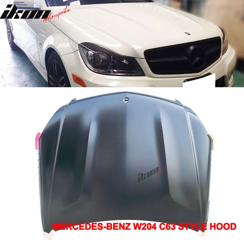 Fits 08-11 Mercedes W204 C-Class C63 Hood + Projector Headlight CF