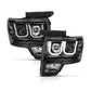 Anzo Ford F-150 09-14 Projector Switchback Headlights U-Bar Black W/ Amber