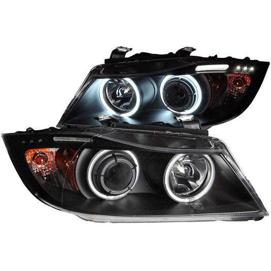 Anzo 2006-2008 BMW 3 Series E90-E91 Projector Headlights w/ Halo w/ LED Bar