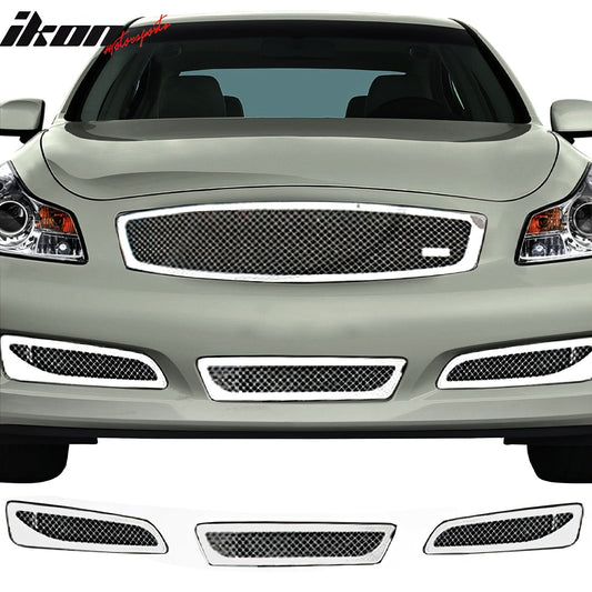 2007-2008 Infiniti G35 09 G37 Sedan Mesh Chrome Grille Stainless Steel
