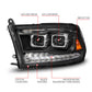 ANZO 09-18 Dodge Ram 1500/2500/3500 Full LED Proj Headlights w/Switchback Light Bar - Black 111595