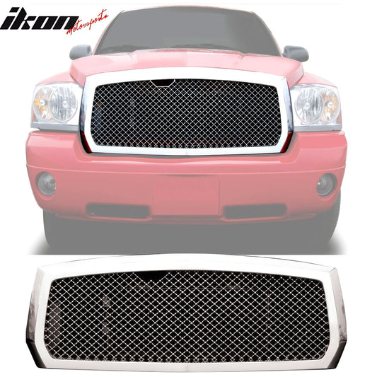 2005-2007 Dodge Dakota Chrome Front Hood Grille ABS Bently Mesh Style