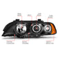 Anzo 1997-2001 BMW 5 Series Projector Headlights w/ Halo Black