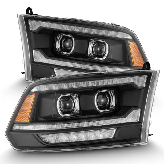 AlphaRex 09-18 Dodge Ram 2500 LUXX LED Proj Headlights Plank Style Blk w/Activ Light/Seq Signal/DRL 880558 *Discontinued