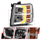 ANZO 2007-2013 Chevrolet Silverado 1500 Projector w/ Light Bar Chrome Housing w/ Sequential 111546