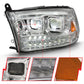 ANZO 2009-2018 Dodge Ram 1500 Led Projector Plank Style Switchback H.L Halo Chrome Amber (OE Style) 111465