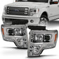 ANZO 2009-2014 Ford F-150 Projector Headlight Plank Style Chrome Amber 111444