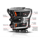 ANZO 15-17 Ford F-150 (Factory Halogen Model ONLY) Full LED Proj Headlights  Init/SeqSig Black- Pair 111630A