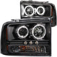 Anzo 2005-2007 Ford Excursion Projector Headlights w/ Halo Black w/ LED Str
