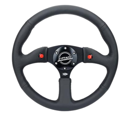NRG Reinforced Steering Wheel (350mm/ 2.5in. Deep) Sport Leather Racing/ 4mm Matte Black Spoke