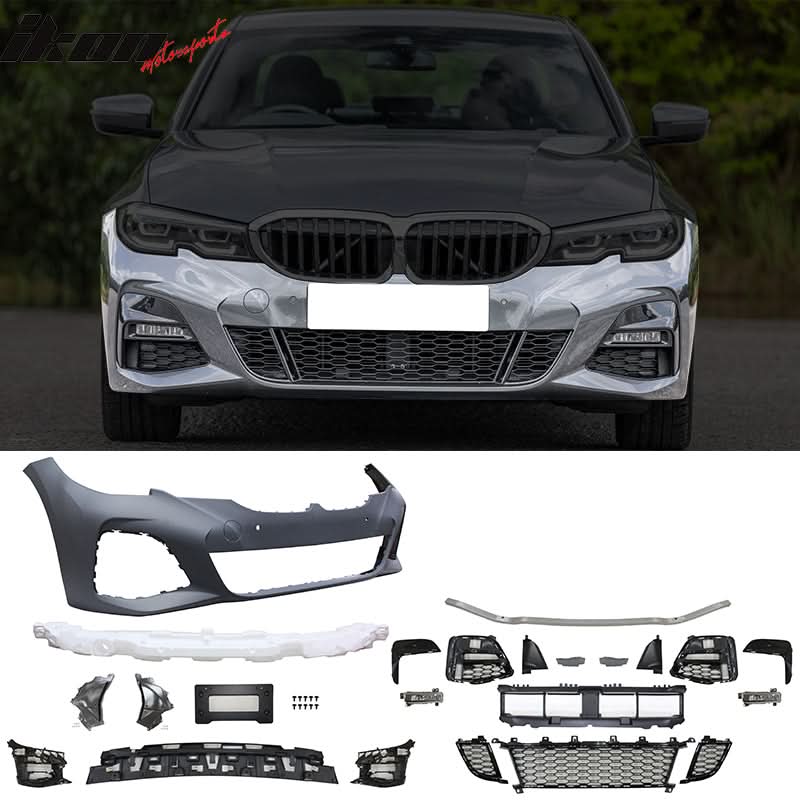 2019-2022 BMW 3 Series G20 M-Tech Black Front Rear Bumper Side Skirts