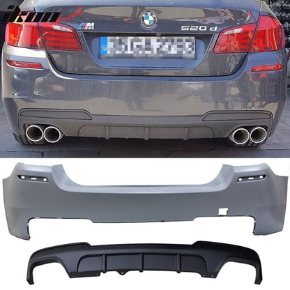 2011-2016 BMW F10 M-P Style Twin Muffler Dual Outlet Rear Bumper PP