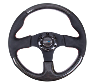 NRG Carbon Fiber Steering Wheel (315mm) Leather Trim w/Red Stitching