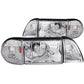 Anzo 1987-1993 Ford Mustang Crystal Headlights Chrome w/ Corner Lights 2pc