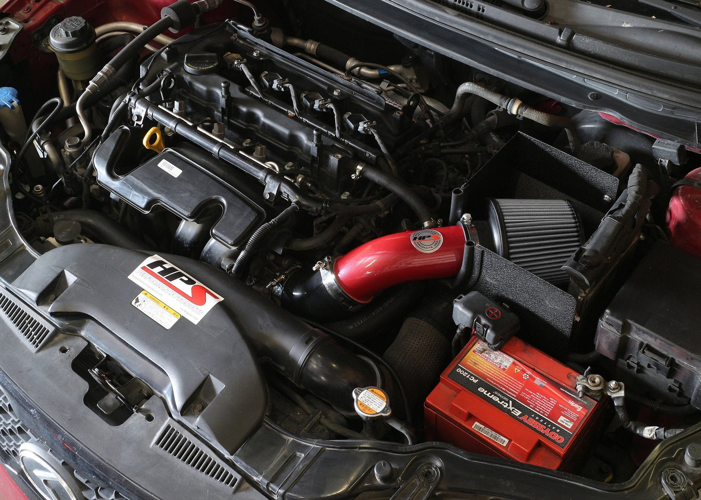 HPS Performance Products Shortram Air Intake Kit 2010-2013 Kia Forte Koup 2.4L, Includes Heat Shield, Red