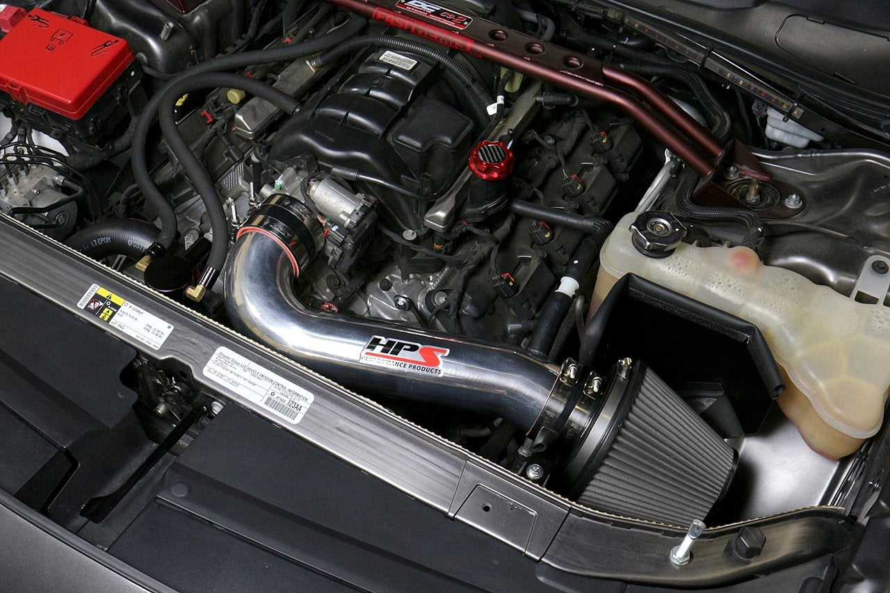 HPS Shortram Air Intake Kit 2011-2017 Dodge Challenger 5.7L V8 except Shaker Hood, Includes Heat Shield, Red