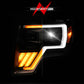ANZO 09-14 Ford F-150 (Factory Halogen Model ONLY) Full LED Proj Headlights Init/SeqSig Black - Pair 111629A