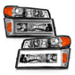 ANZO 04-12 GM Colorado/Canyon/I-Series Crystal Headlights - w/ Light Bar Chrome Housing 4pcs 111559