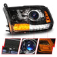 ANZO 09-18 Dodge 1500-3500 LED Plank Style Headlights w/Switchback+Sequential Hyper Black (OE Style) 111608