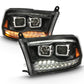 ANZO 2009-2018 Dodge Ram 1500 Projector H.L. Switchback Black Amber 111441
