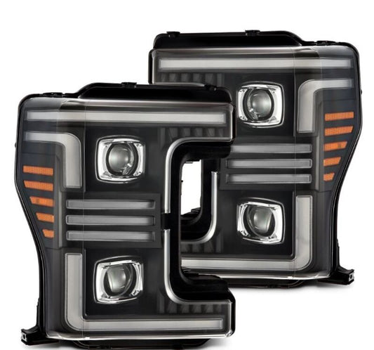 AlphaRex 17-19 Ford F-250/350/450/550  Super Duty PRO-Series Proj Headlights Black w/SeqSig & DRL 880321 *Discontinued