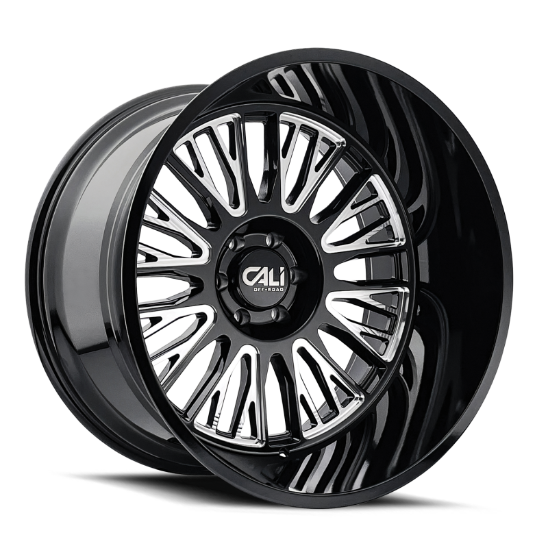 Cali Off-Road 9116 Vertex 22x12 / 6x139.7 BP / -44mm Offset / 106mm Hub Gloss Black Milled Wheel 9116-22283BM