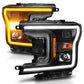 ANZO 2018-2020 Ford F-150 Projector Headlight w/ Plank Style Switchback Black Housing 111509