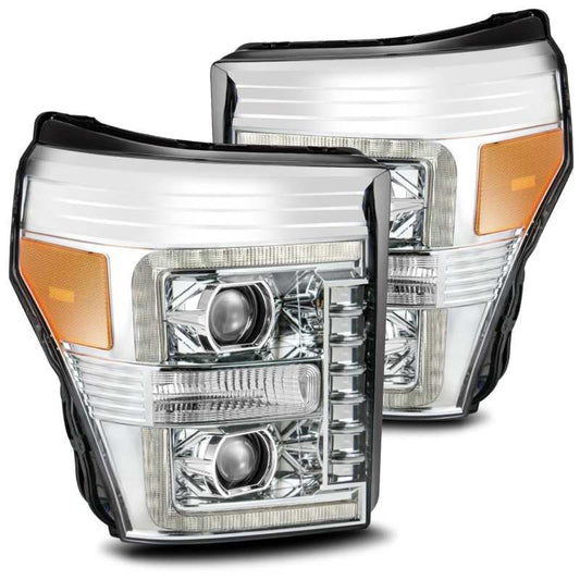 AlphaRex 11-16 Ford F-350 SD LUXX LED Proj Headlights Plank Style Chrm w/Activ Light/Seq Signal/DRL 880145 *Discontinued
