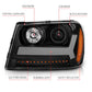 ANZO 2006-2009 Chevrolet Trailblazer Projector Headlights w/ Plank Style Design Black w/ Amber 111390