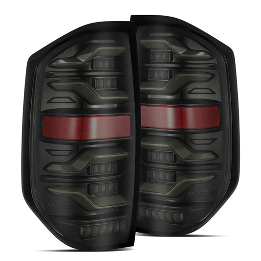 AlphaRex 14-21 Toyota Tundra LUXX LED Taillights Alpha Blk w/Activ Light/Seq Signal 672030 *Discontinued