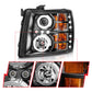 Anzo 2007-2013 Chevrolet Silverado 1500 Projector Headlights w/ Halo Black