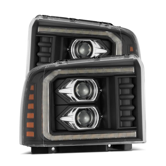 AlphaRex 05-07 Ford F250/350/450/550 Super Duty LUXX LED Proj HL Blk w/Actv Light & Seq Sig + SB DRL 880317 *Discontinued