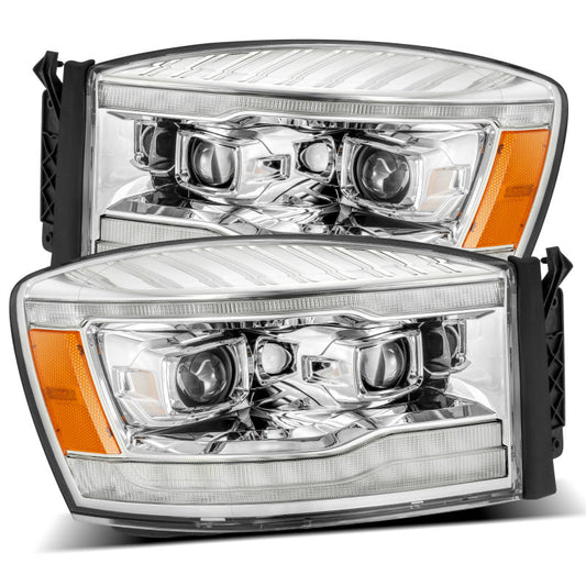 AlphaRex 06-08 Dodge Ram 1500HD LUXX LED Projector Headlights Plank Style Chrome w/Seq Signal/DRL 880534 *Discontinued