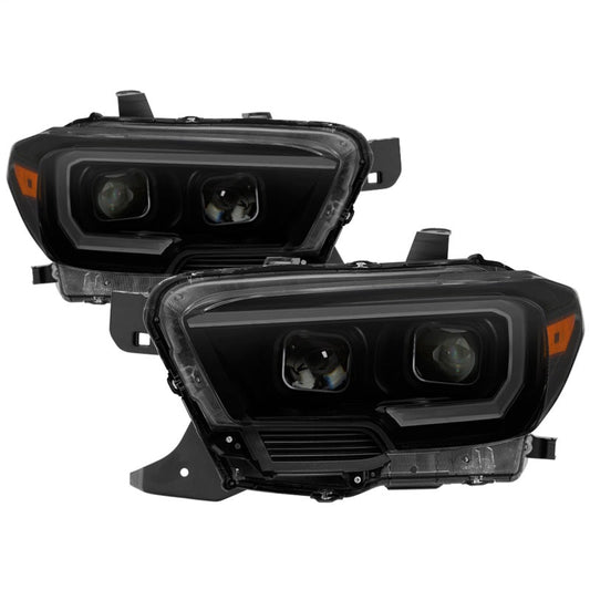 SPYDER xTune 16-18 Toyota Tacoma SR/SR5 DRL Proj Headlights w/Turn Signal - Blk Smk (PRO-JH-TTA16-SR-BSM) 9043000