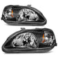 Anzo 1999-2000 Honda Civic Crystal Headlights Black