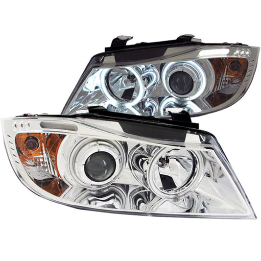 Anzo 2006-2008 BMW 3 Series E90-E91 Projector Headlights w/ Halo w/ LED Bar