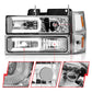 ANZO 88-98 Chevrolet C1500 Crystal Headlights w/Light Bar Chrome Housing w/ Signal Side Markers 8Pcs 111529