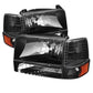SPYDER Xtune Ford F150/Bronco 92-96 Headlights w/Corner Bumper 6pcs Amber- Black HD-JH-FB92-SET-AM-BK 5073136