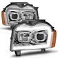 ANZO 05-07 Jeep Grand Cherokee Projector Headlights - w/ Light Bar Switchback Chrome Housing 111544