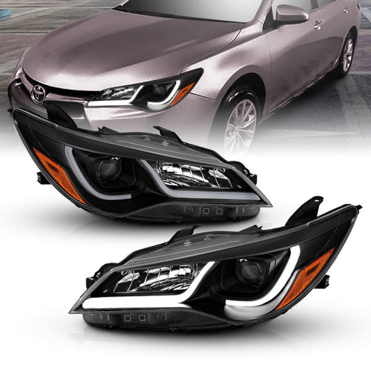 Anzo Projector Headlights W/ Plank Style Design Black w/Amber 15-16 Toyota