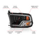 Anzo Dodge Ram 09-18 Projector Plank Style Headlight w/Halo Black Clear
