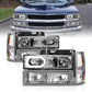 ANZO 88-98 Chevrolet C1500 Crystal Headlights Chrome Housing w/ Signal and Side Marker Lights 111508