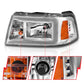 ANZO 2001-2011 Ford Ranger Crystal Headlights w/ Light Bar Chrome Housing 111512