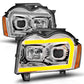ANZO 05-07 Jeep Grand Cherokee Projector Headlights - w/ Light Bar Switchback Chrome Housing 111544