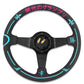 Universal 350mm 3"Deep Dish 6-Bolt Steering Wheel Black Leather Adrenaline Chaser